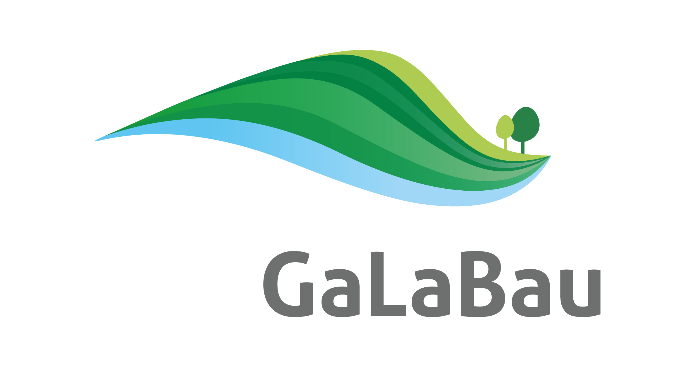 Logo der GaLaBau Messe mit stilisierter Landschaft – Optimas