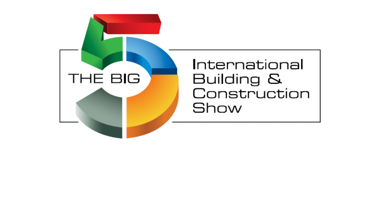 Logo für die Big 5 International Building & Construction Show mit farbenfrohen geometrischen Formen – Optimas.