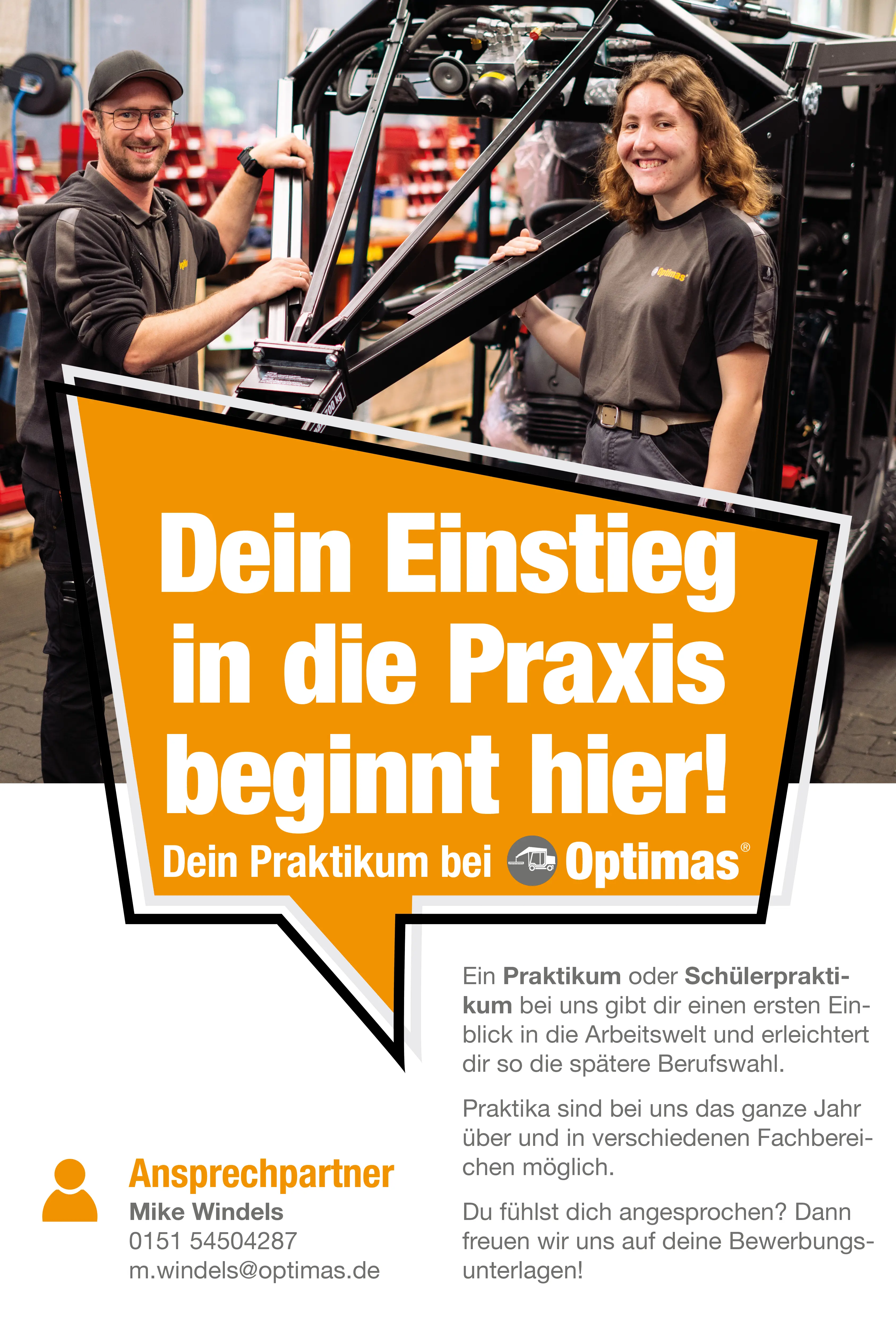 Zwei Mitarbeiter von Optimas arbeiten gemeinsam in einer Werkstatt an Maschinen und fördern Praktikumsmöglichkeiten – Optimas.